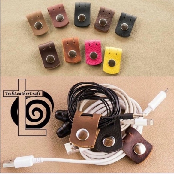 3 pack leather cord holder organizer/ cable storage handmade - Picture 3 of 6